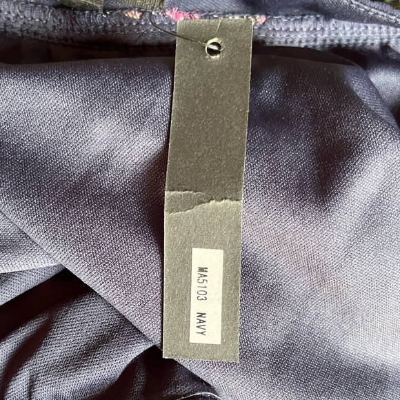 Miss Avenue Navy blue floral Maxi Dress Surplice Split Sleeveless Strappy Sundre - Picture 10 of 11